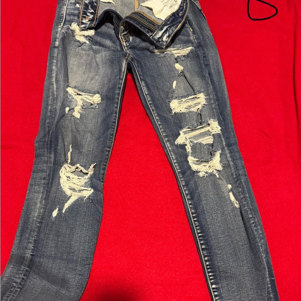 American Eagle Outfitters Ripped Blue Skinny Jeans